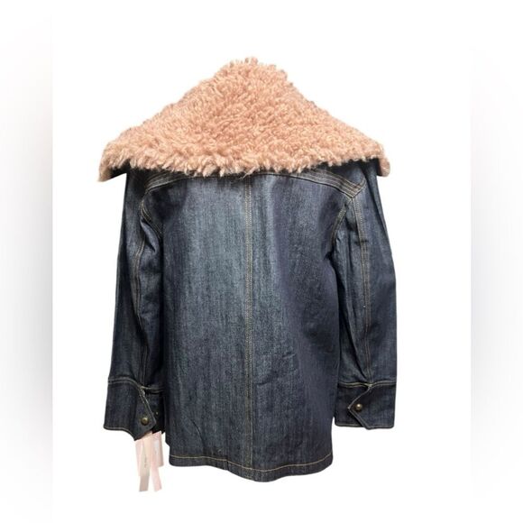 Women's Denim Jacket with Pink Faux Fur Trim - Picture 6 of 8